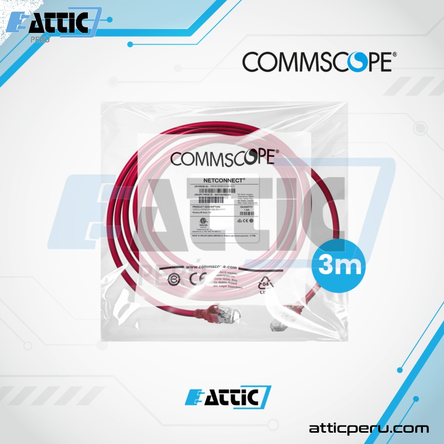 Patch Cord UTP Cat6 COMMSCOPE 3m Rojo NPC06UVDB-RD010F