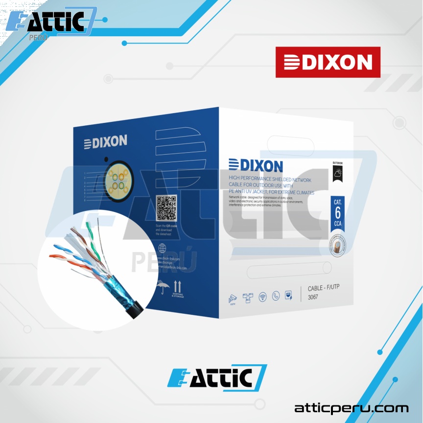 Cable F/UTP Dixon Cat 6 CCA 4x24 Exterior Negro 3067