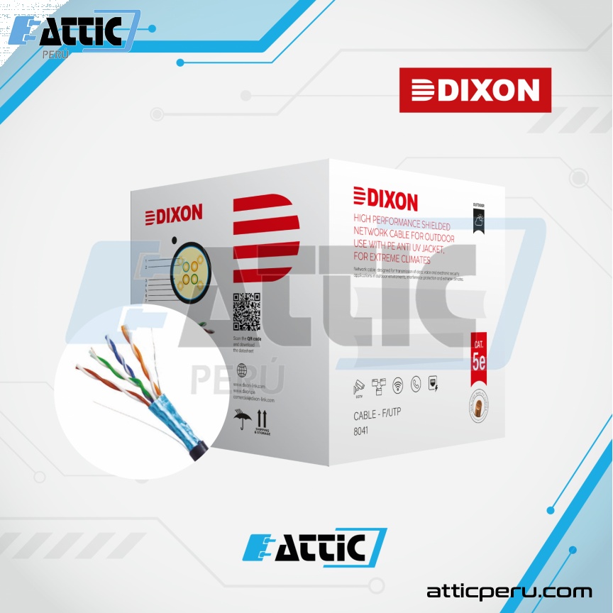 Cable F/UTP Dixon Cat 5e Cobre 4x24 Exterior Negro 8041