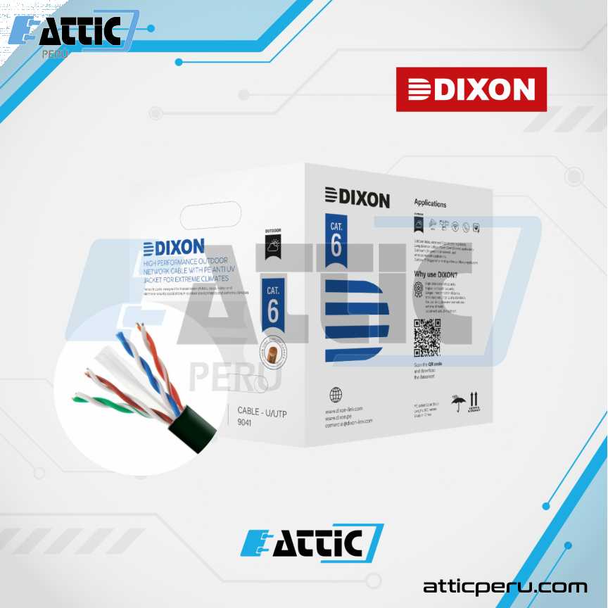 Cable UTP Dixon Cat 6 Cobre 4x24 Exterior Negro 9041