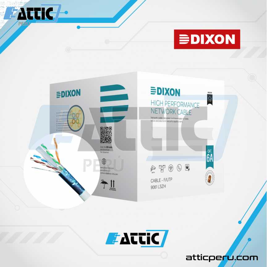 Cable F/UTP Dixon Cat 6A Cobre 4x23 Interior Gris 9061 LSZH