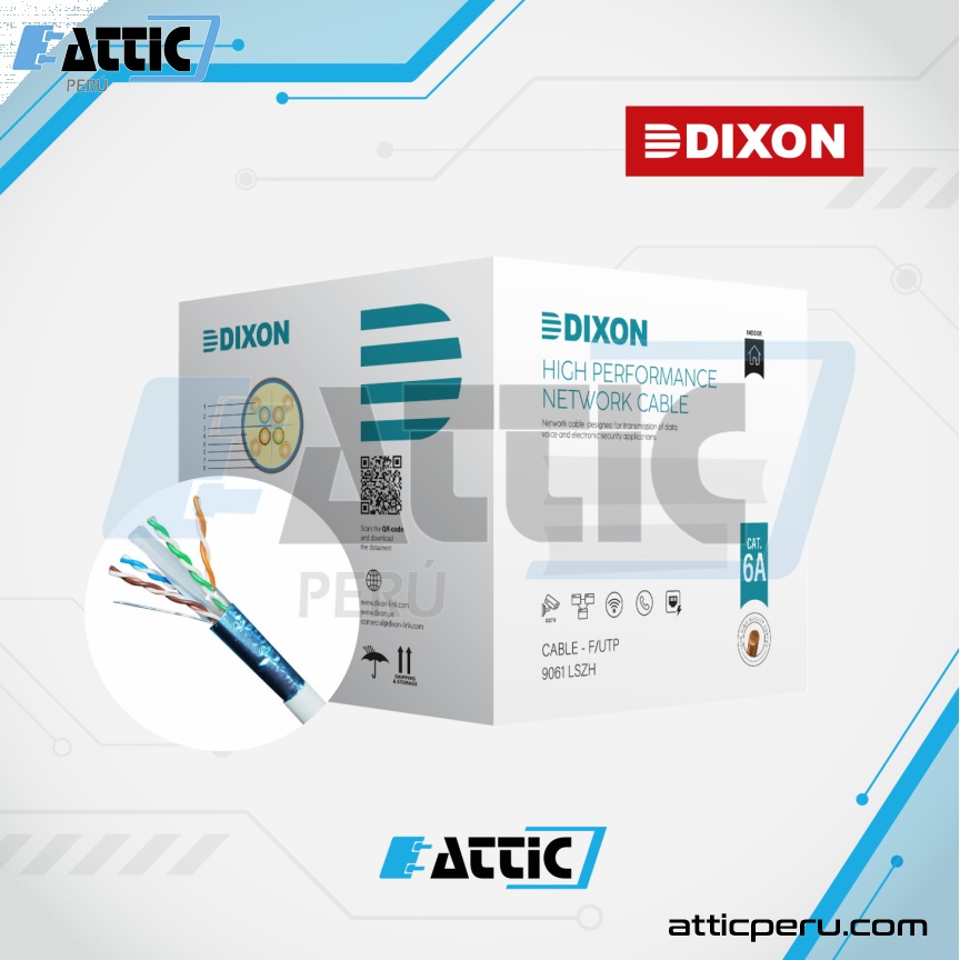 Cable F/UTP Dixon Cat 6A Cobre 4x23 Interior Gris 9061 LSZH