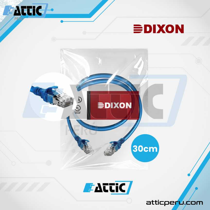 Patch Cord PVC Cat5e DIXON 30cm Azul URT4EM4Y/0.3MB6