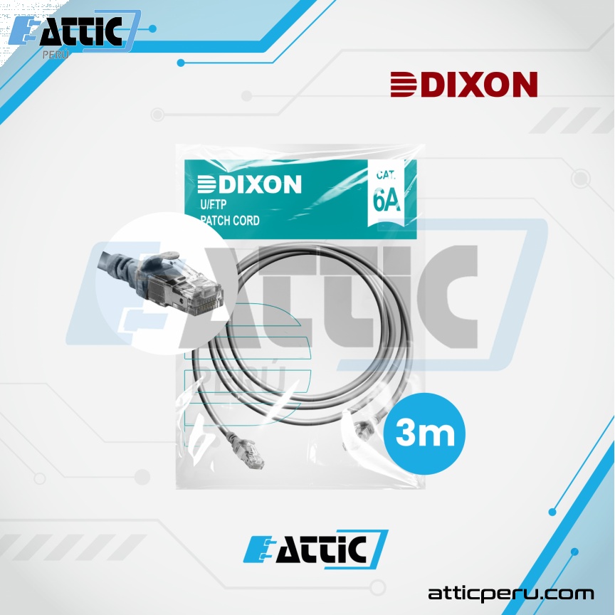 Patch Cord LSZH Cat6A DIXON 3m Gris 6A-CBHC-GY3