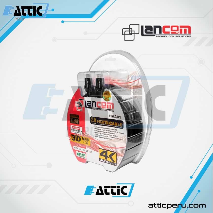 Cable HDMI 2.0 LANCOM 15m Negro con Ferrita ZZ-HAA01-15M