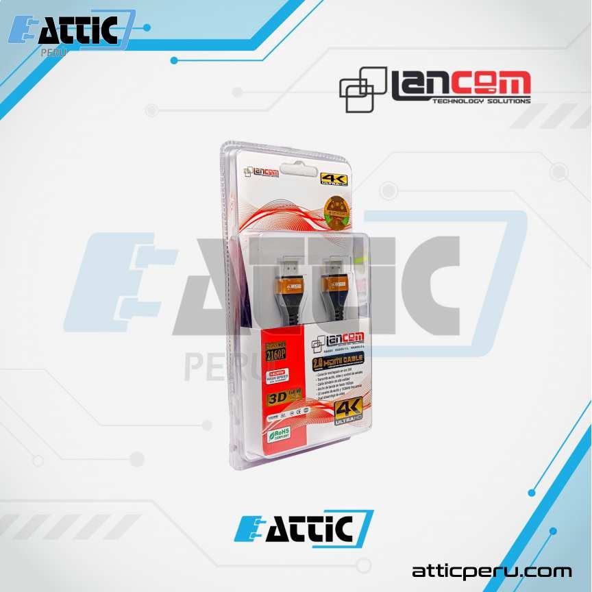 Cable HDMI 2.0 Slim LANCOM 1m 32AWG Dorado ZZ-HAA90-1M