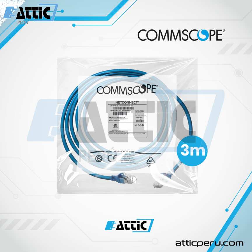 Patch Cord UTP Cat6 COMMSCOPE 3m Azul NPC06UVDB-BL010F