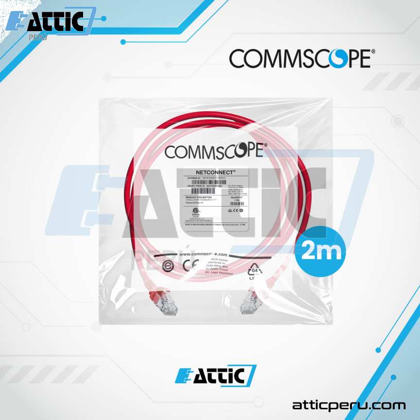 Patch Cord COMMSCOPE Cat 6A S/FTP 2m Rojo NPC6ASZDB-RD002M