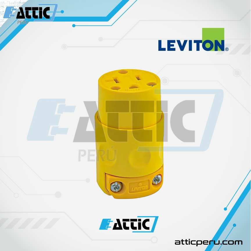 LEVITON 520-CV Conector Aéreo 20A 125V NEMA 5-20R Amarillo