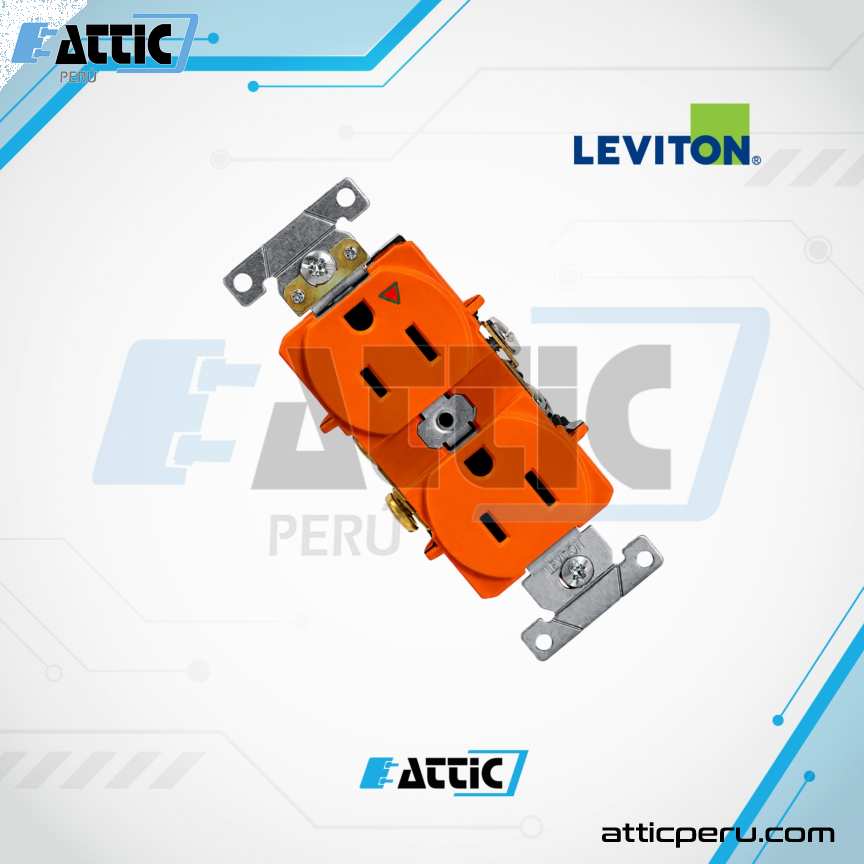 Tomacorriente Dúplex Industrial Naranja 15A 125V LEVITON 5262-IG