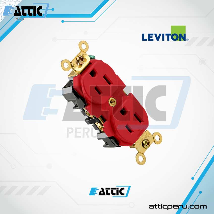 Tomacorriente Dúplex Industrial 15A 125V LEVITON Rojo 5262-R