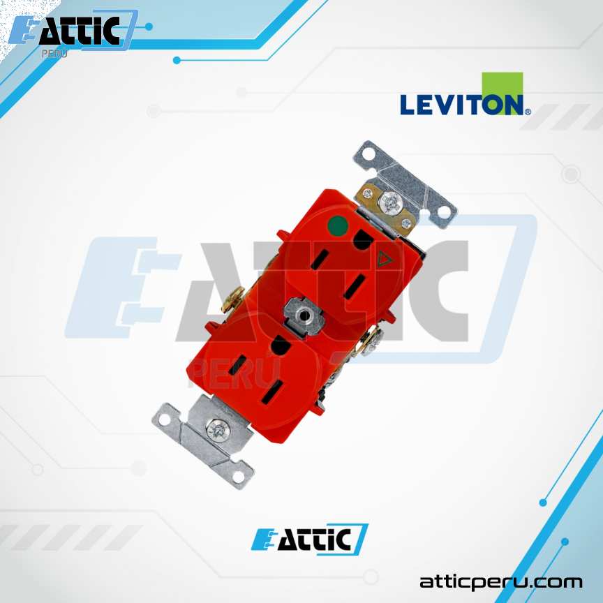 Tomacorriente Dúplex Hospitalario Rojo 15A 125V LEVITON 8200-IGR