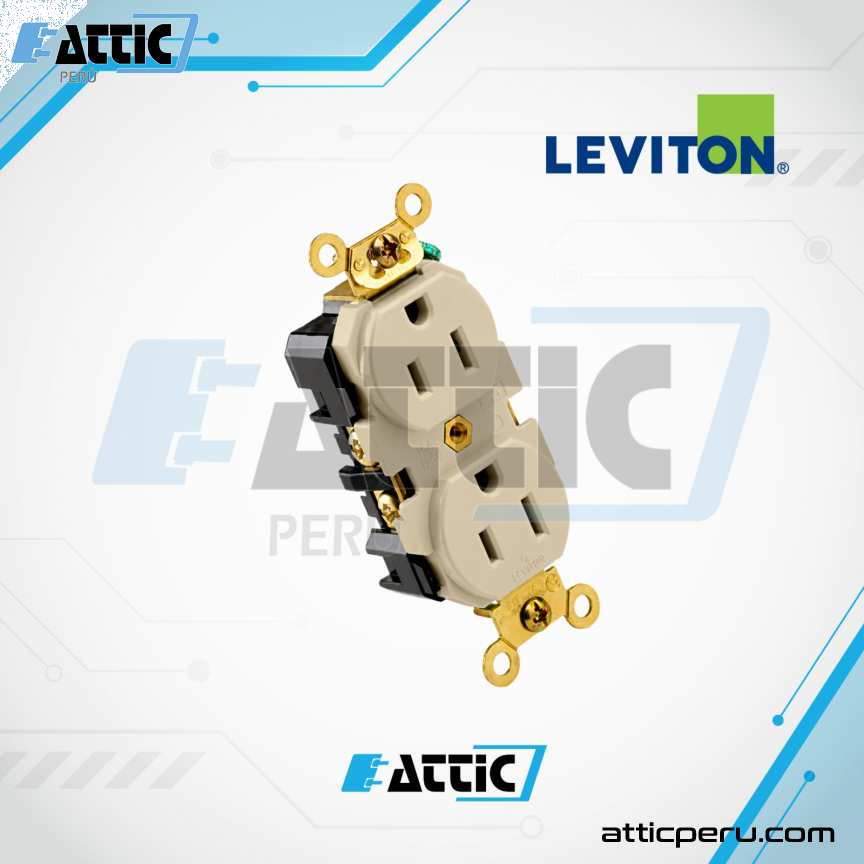 Tomacorriente Dúplex Industrial Marfil 15A 125V LEVITON 5262-I