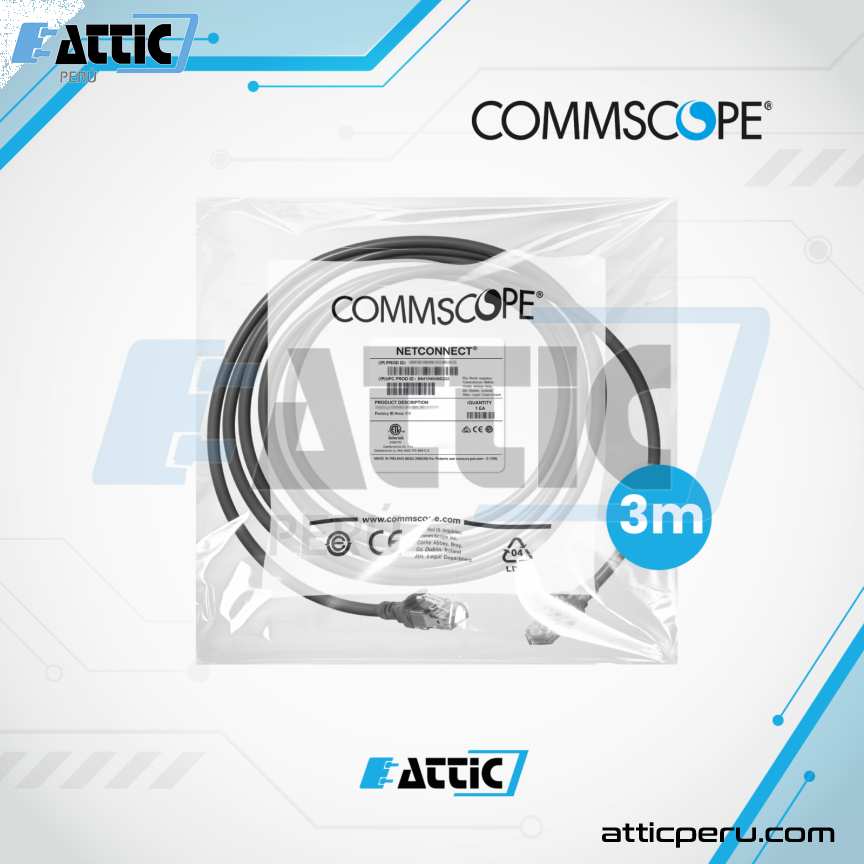 Patch Cord UTP Cat6 COMMSCOPE 3m Negro NPC06UVDB-BK010F